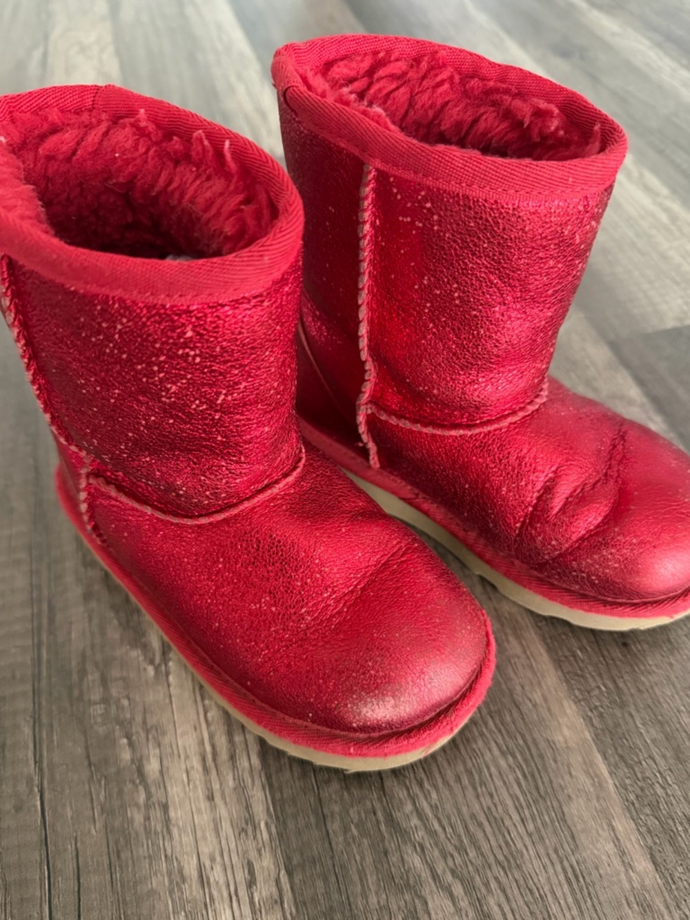 Uggs Kids Girls Red Sparkle Boots size Toddler 9